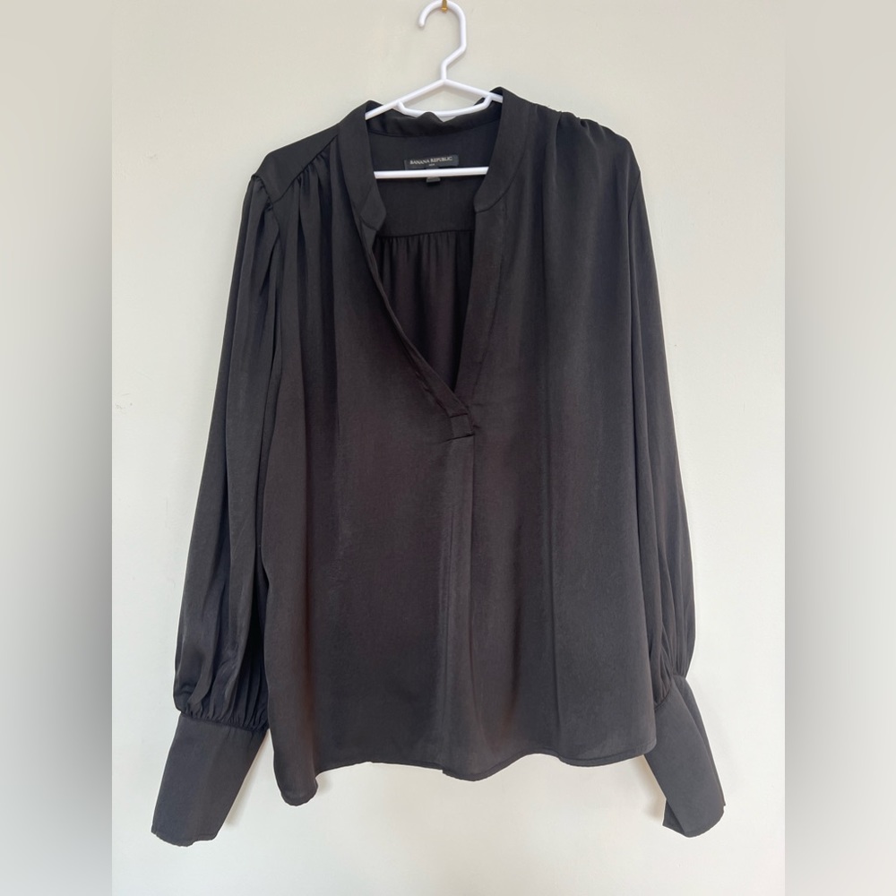 Banana Republic Factory Black Volume Sleeve Blouse XL